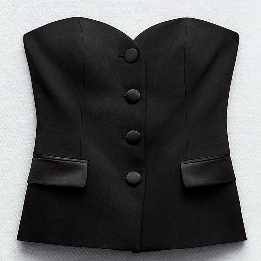 Strapless Black Bustier Top